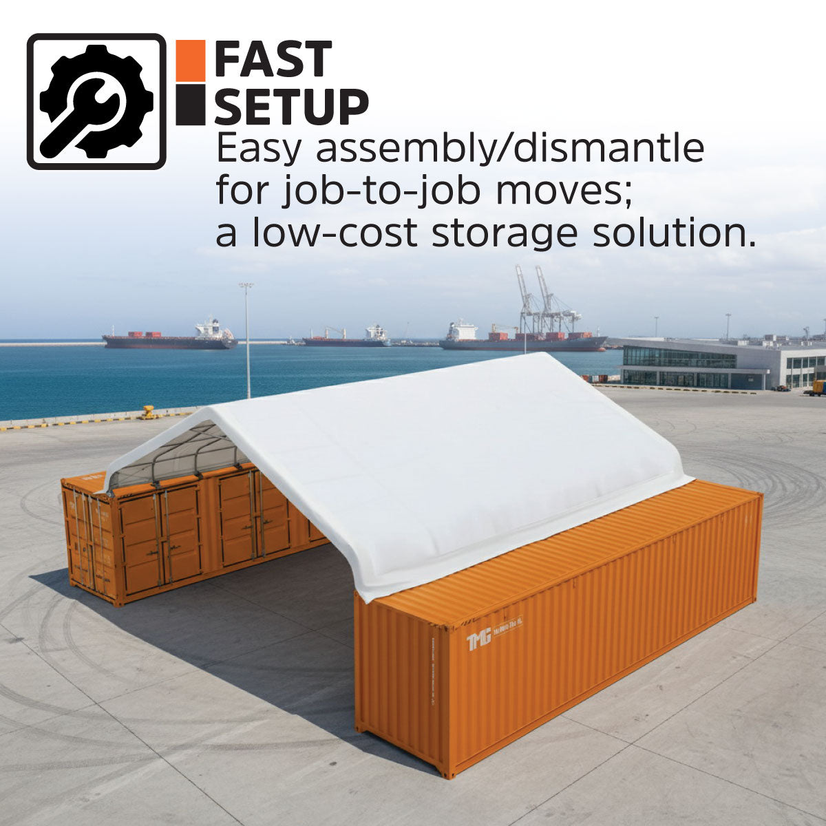 30' x 40' PVC Fabric Container Peak Roof Shelter Pro Series, Fire Retardant, UV Protected, TMG-ST3042CV (Previously ST3041CV)