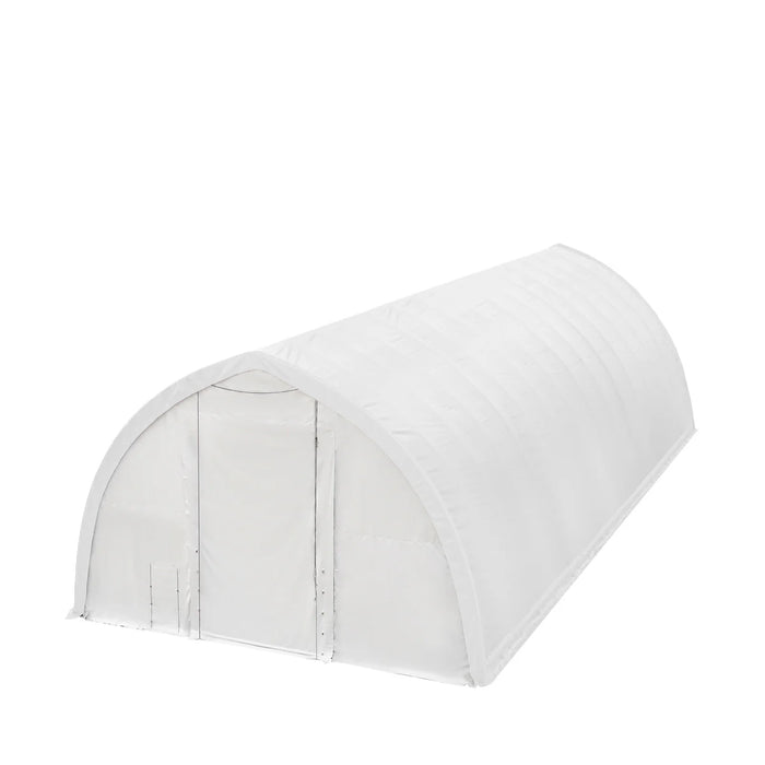 TMG-ST4061E 40' x 60' Peak Ceiling Storage Shelter, Single Truss, 11oz PE Cover, 13' W x 16' H Wide Open Door on Two End Walls