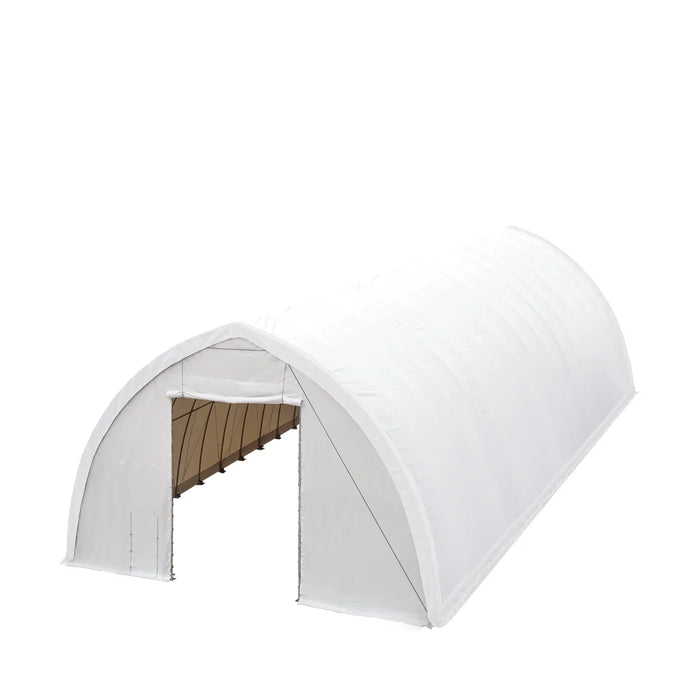 TMG-ST4061E 40' x 60' Peak Ceiling Storage Shelter, Single Truss, 11oz PE Cover, 13' W x 16' H Wide Open Door on Two End Walls