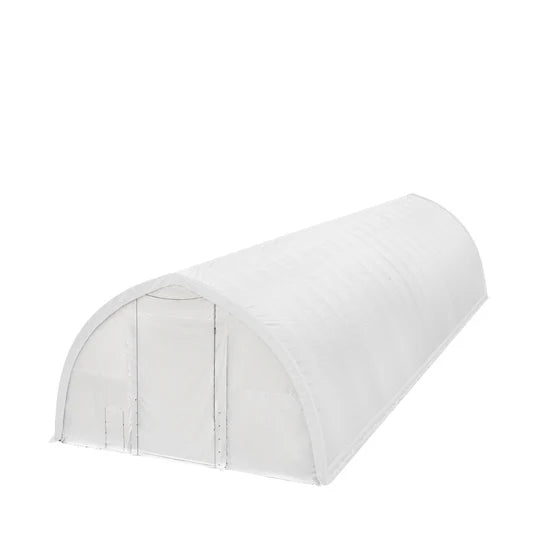 TMG-ST4081E Abri de rangement pour plafond de 40 pi x 80 pi, treillis simple, couvercle en PE de 11 oz, porte ouverte de 13 pi l x 16 pi H sur deux murs d'extrémité