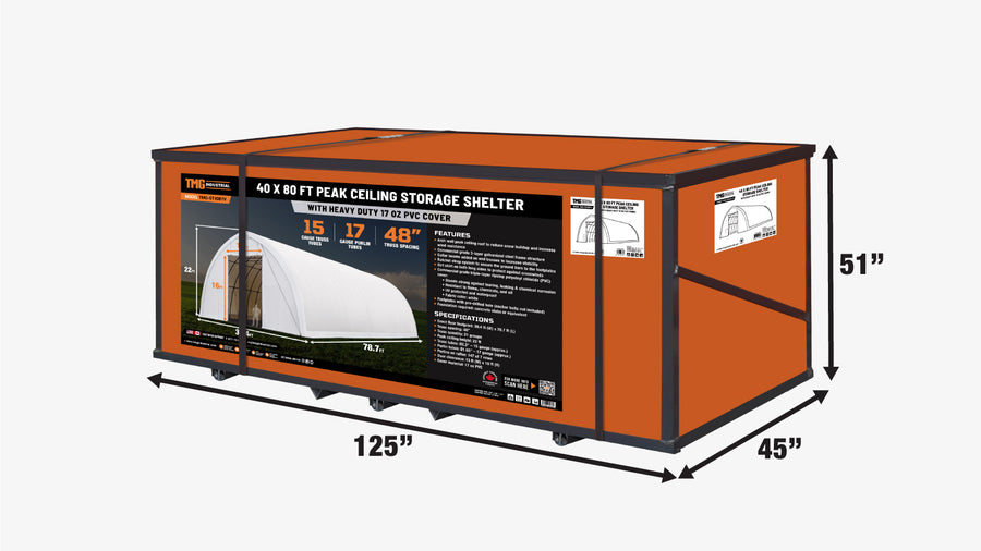 40' x 80' Peak Ceiling Storage Shelter (Discontinued – No Longer Available) TMG-ST4081V