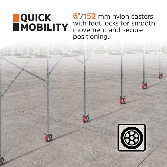 30' x 50' Retractable Mobile Shelter, 13' Clearance, 6" Nylon Casters, 17 oz PVC Cover, TMG-STM3050