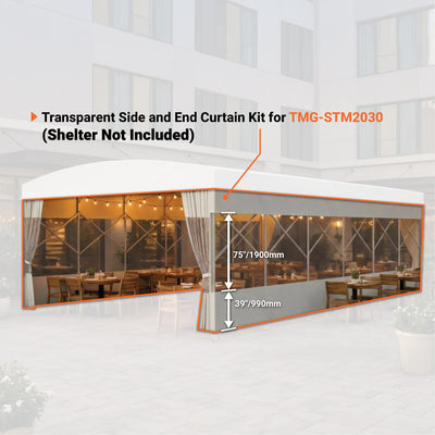 TMG-STM2030-TC transparent side and end curtain kit for TMG-STM2030; shelter not included.