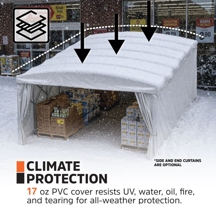 30' x 40' Retractable Mobile Shelter, 13' Clearance, 6" Nylon Casters, 17 oz PVC Cover, TMG-STM3040