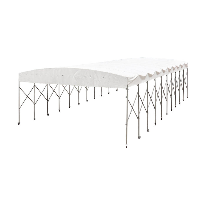 30' x 50' Retractable Mobile Shelter, 13' Clearance, 6" Nylon Casters, 17 oz PVC Cover, TMG-STM3050