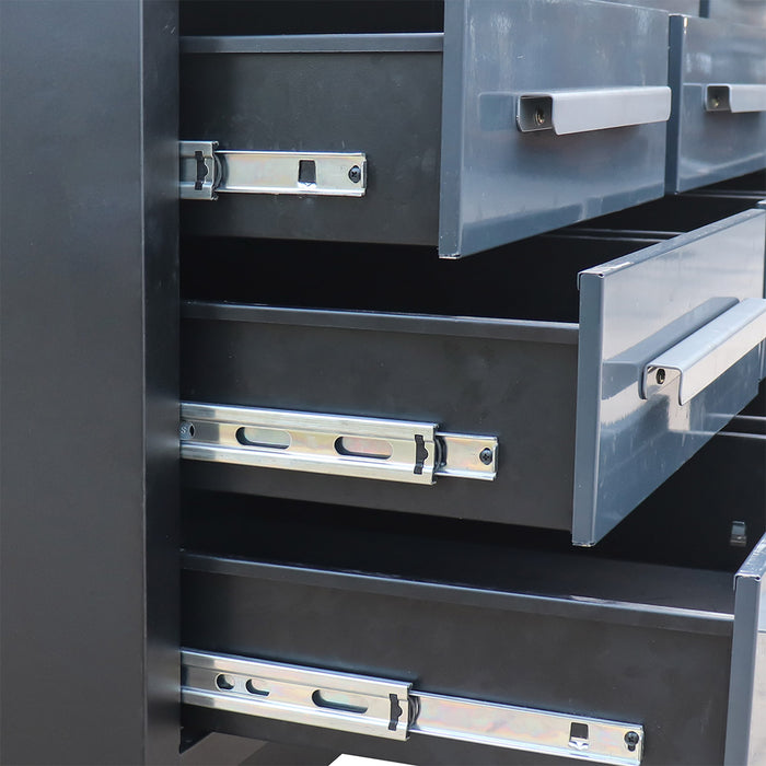 StanForge10' Steel Tabletop Workbench with Pegboard, 20 Slide Drawers, All-in-one Welded Frame, SF-SWB20P