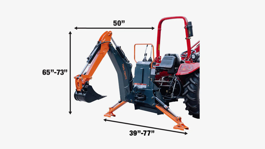 6-FT 3-Point Hitch Swing Backhoe Attachment, 12" Bucket Included, 20-65 HP Tractor, 97" High Reach TMG-TBH72