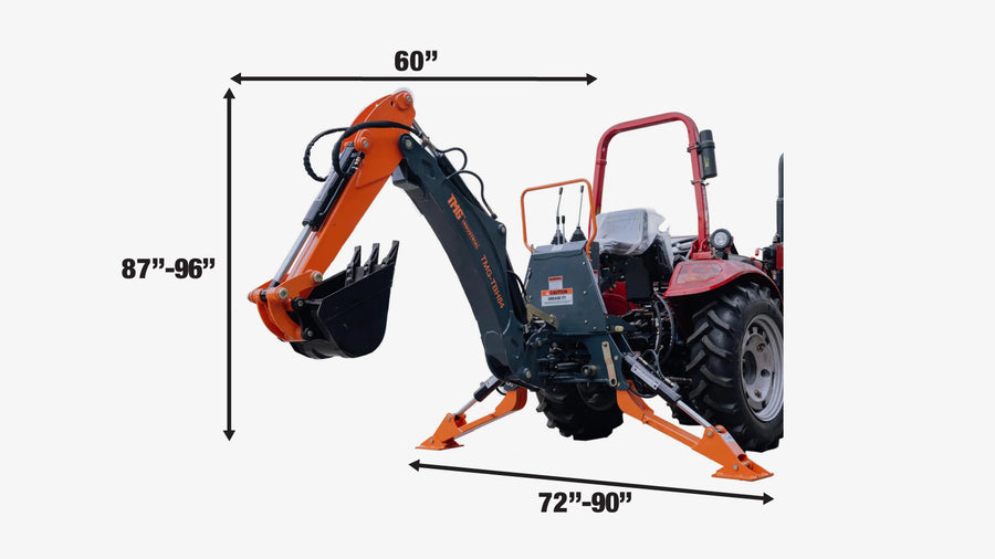 7-FT 3-Point Hitch Swing Backhoe Attachment, 12" Bucket Included, 40-100 HP Tractor, 126" High Reach TMG-TBH84