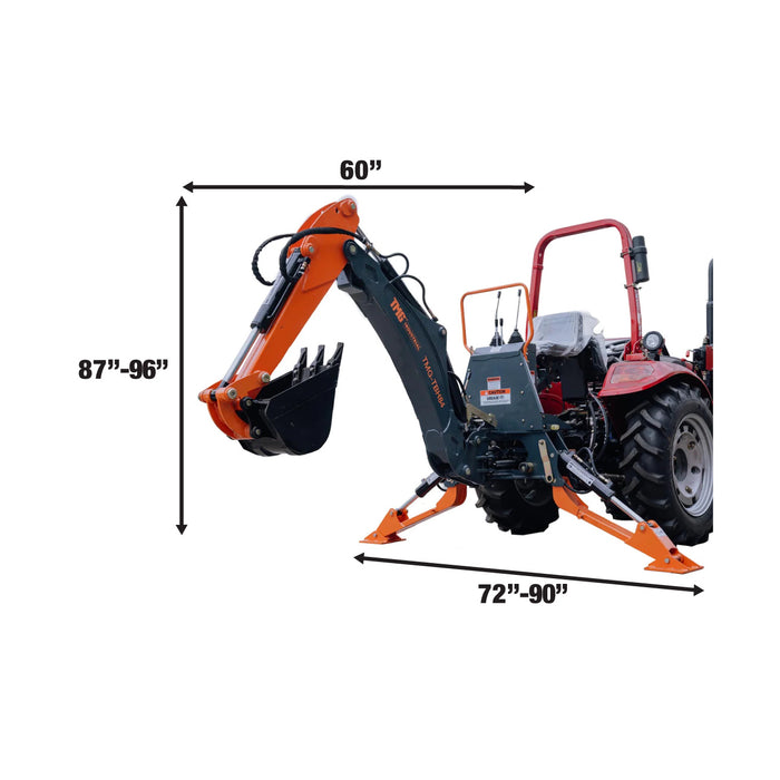 TMG Industrial 7-FT 3-Point Hitch Swing Backhoe Attachment, 12” Bucket Included, 40-100 HP Tractor, 126” High Reach, Category 1 & 2 Hookups, TMG-TBH84