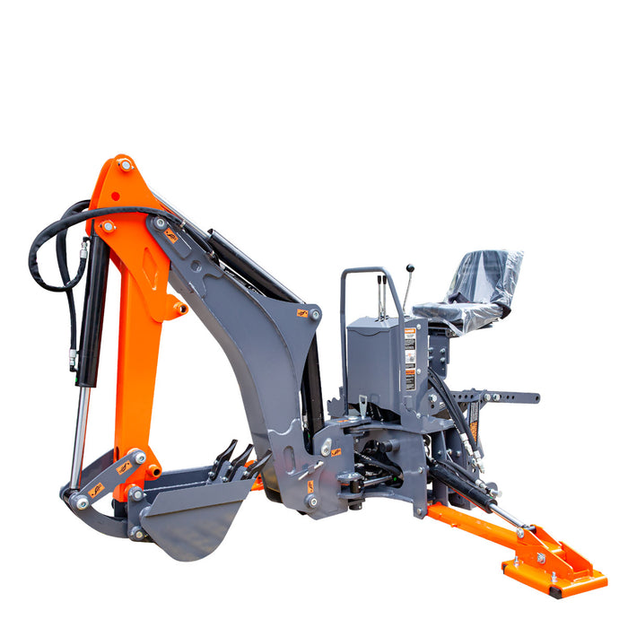 TMG Industrial 8-ft Tractor Swing Backhoe Attachment, Category 1 Hookup, 180° Boom and Bucket Rotation, 12” Bucket Included, TMG-TBH88