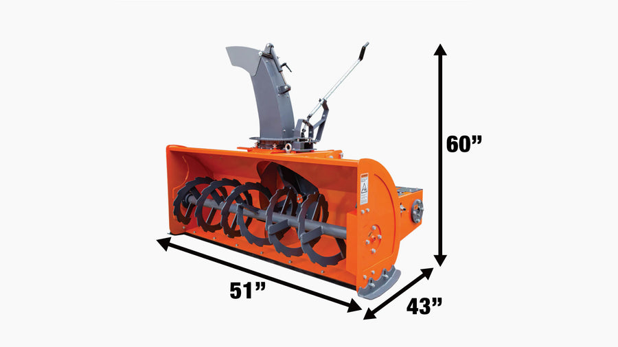 48" 3-Point Hitch Snow Blower, 20-40 HP, 20" Diameter Impeller, 360° Snow Chute, CAT 1 Suspension, TMG-TBS48