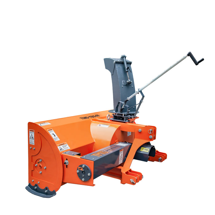 TMG Industrial 48” 3-Point Hitch Snow Blower, 20-40 HP, 20” Diameter Impeller, 360° Snow Chute, CAT 1 Suspension, TMG-TBS48