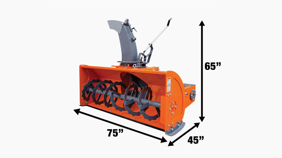 72" 3-Point Hitch Snow Blower, 25-90 HP, 24" Diameter Impeller, 360° Snow Chute, CAT 1 & CAT 2 Suspension, TMG-TBS72