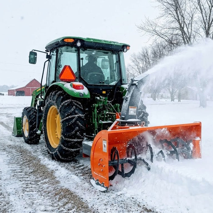 48" 3-Point Hitch Snow Blower, 20-40 HP, 20" Diameter Impeller, 360° Snow Chute, CAT 1 Suspension, TMG-TBS48 TMG Industrial