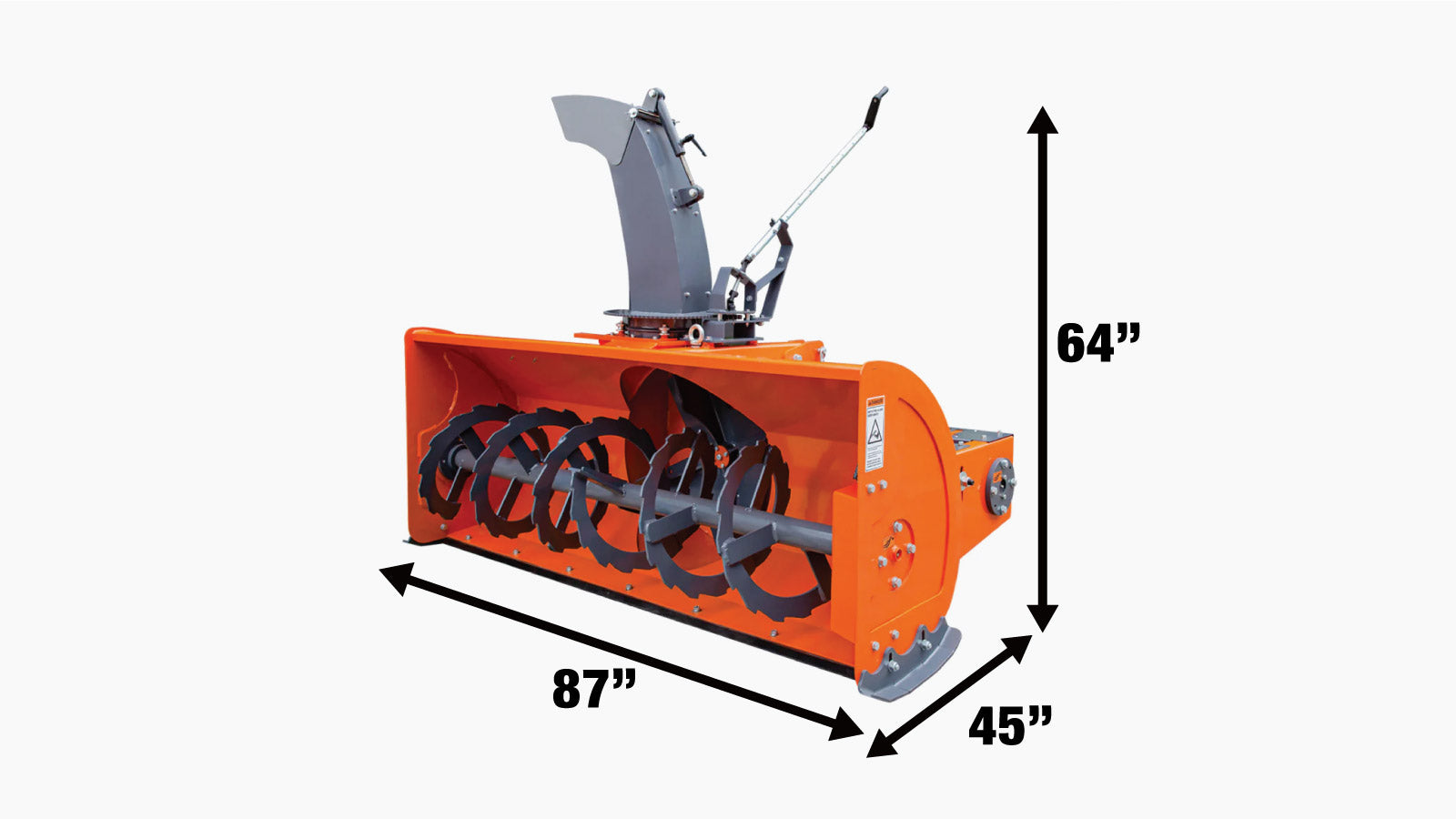 TMG Industrial 84” 3-Point Hitch Snow Blower, 25-90 HP, 24” Diameter Impeller, 360° Snow Chute, CAT 1 & CAT 2 Suspension, TMG-TBS84-specifications-image