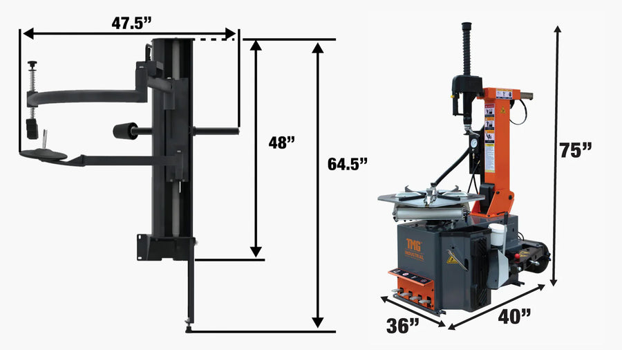 Tilt-back Semi Automatic Tire Changer, Pneumatic Assist Arm, 14" - 28" Rim Clamping, CETL Certified TMG-TC28A