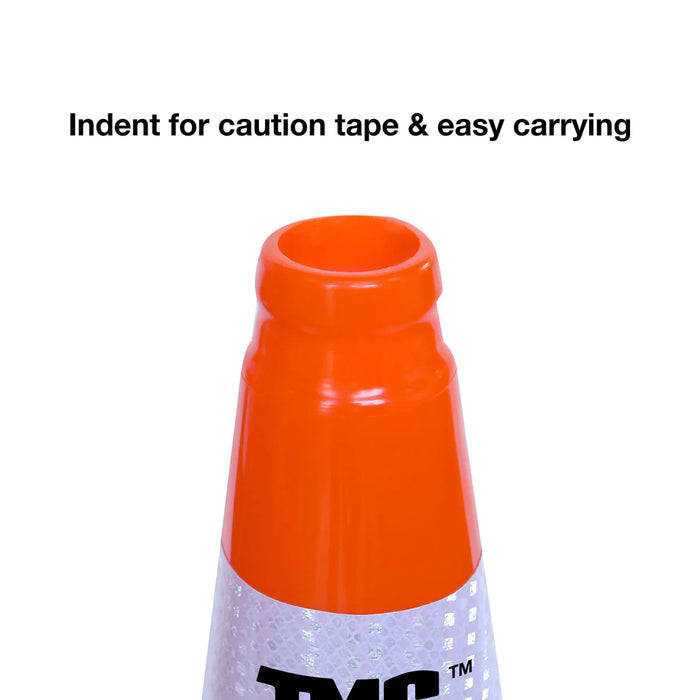 TMG Industrial 29” PVC Reflective Traffic Cones, 6 Cones, 14” Square Base, Hot & Cold Weather, High-Intensity Reflective Bands, TMG-TC29-6