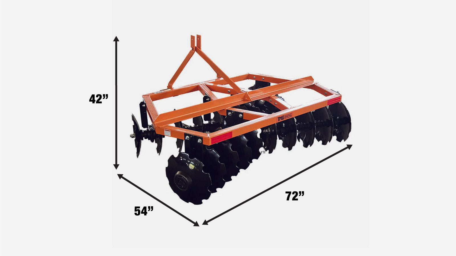 TMG Industrial 72” Notched Disc Harrow, 3-Point Hitch, Cat 1 Hook-up, 25-45 HP Tractors, TMG-TDH06-specifications-image