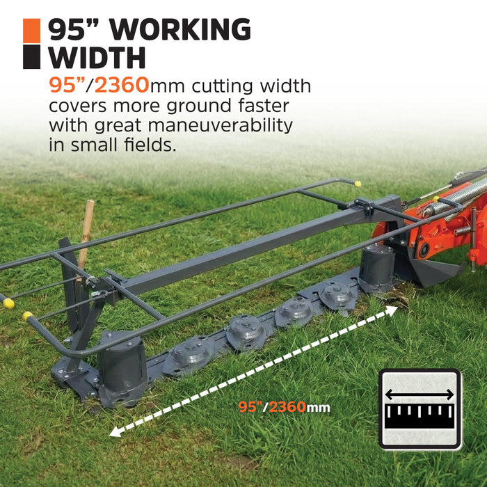 95" Disc Mower, 6 Discs, 3-Point Hitch, Category 2, PTO Shaft Included, 50-100 HP Tractor, TMG-TDM95
