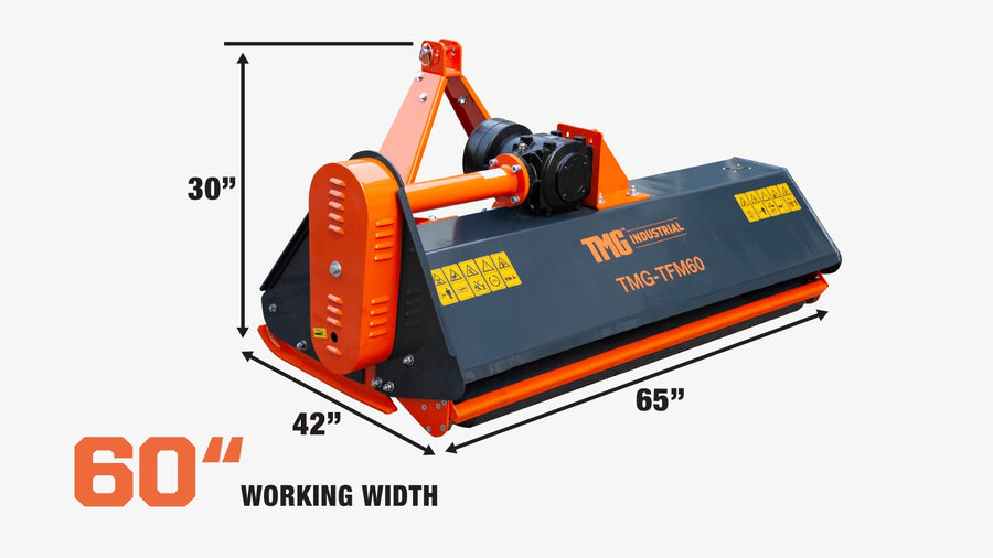 60" Heavy Duty Flail Mower with Forged Hammers for Tractors 30–60HP, PTO Shaft, TMG-TFM60