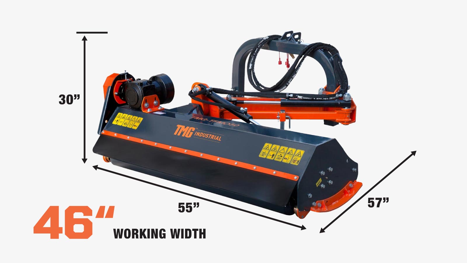 TMG Industrial 50” Offset Ditch Bank Flail Mower with 90° Tilt, 3-Point Hitch, 20-50 HP Tractor, PTO Drive Shaft, TMG-TFMO50-specifications-image