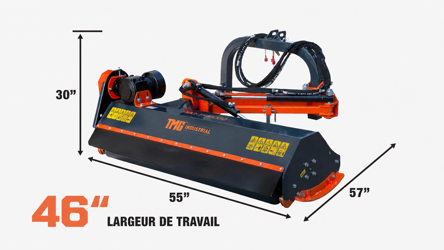 Broyeur à fléaux pour fossés de 46", débroussailleuse déportable et faucheuse pour talus pour tracteurs de 20 à 50 CV, TMG-TFMO50
