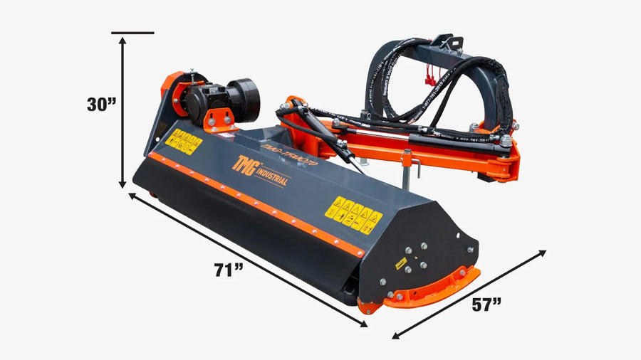 65" Ditch Bank Flail Mower, Offset Verge & Slope Cutter for Tractors 30-60 HP TMG-TFMO70