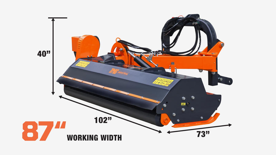 87" Ditch Bank Flail Mower, Offset Verge & Slope Cutter for Tractors 50-90 HP TMG-TFMO90
