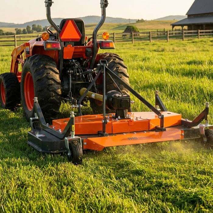 72" Tow-Behind 3-Point Hitch Finish Mower, 30-50 HP Compact Tractor, PTO Drive Shaft Included, TMG-TFN72 TMG Industrial