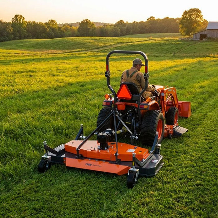 72" Tow-Behind 3-Point Hitch Finish Mower, 30-50 HP Compact Tractor, PTO Drive Shaft Included, TMG-TFN72 TMG Industrial
