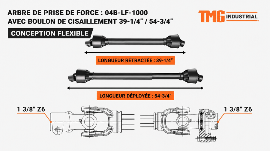 Tondeuse de finition TMG Industrial de 72 po avec attelage à 3 points, tracteur compact de 30 à 50 HP, arbre de prise de force inclus, TMG-TFN72