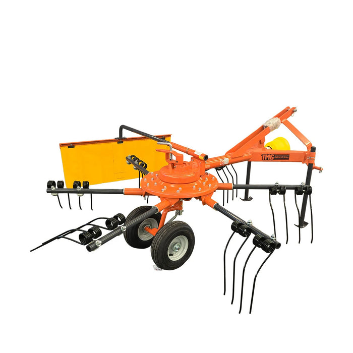 98" Hay Rake & Tedder, 12 Spring Tines, 3-Point Hitch Category 1, PTO Shaft Included, 18-50 HP Tractor, TMG-THR100