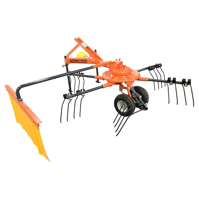 Râteau faneur de 98 po, 12 dents à ressort, attelage 3 points catégorie 1, arbre de prise de force inclus, tracteur de 18-50 CV, TMG-THR100