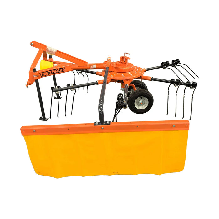 Râteau faneur de 98 po, 12 dents à ressort, attelage 3 points catégorie 1, arbre de prise de force inclus, tracteur de 18-50 CV, TMG-THR100