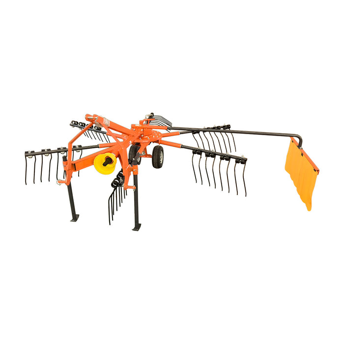 118" Hay Rake & Tedder, 24 Spring Tines, 3-Point Hitch Category 1, PTO Shaft Included, 25-50 HP Tractor, TMG-THR120