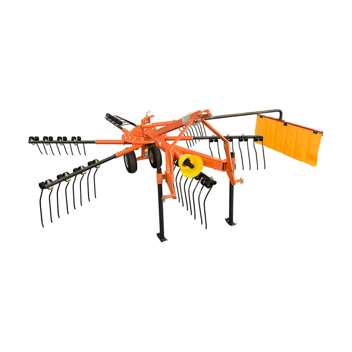 118" Hay Rake & Tedder, 24 Spring Tines, 3-Point Hitch Category 1, PTO Shaft Included, 25-50 HP Tractor, TMG-THR120