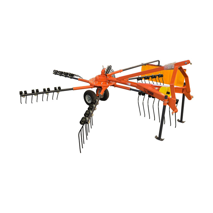 118" Hay Rake & Tedder, 24 Spring Tines, 3-Point Hitch Category 1, PTO Shaft Included, 25-50 HP Tractor, TMG-THR120