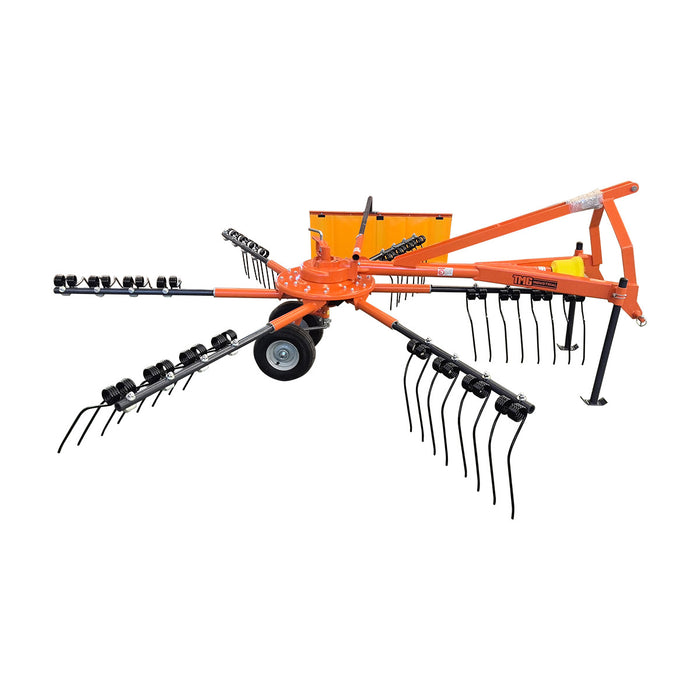 118" Hay Rake & Tedder, 24 Spring Tines, 3-Point Hitch Category 1, PTO Shaft Included, 25-50 HP Tractor, TMG-THR120