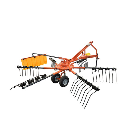 Andaineur-faneuse de 118 po, 24 dents à ressort, attelage 3 points de catégorie 1, cardan inclus, tracteur de 25-50 HP, TMG-THR120
