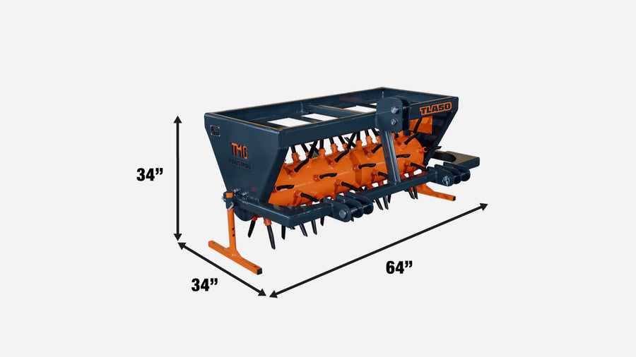 3 Point Hitch Drum Plug Aerator, 50" Working Width, Cat 1 & Cat 2 Tractors, 5" Plug Length, TMG-TLA50