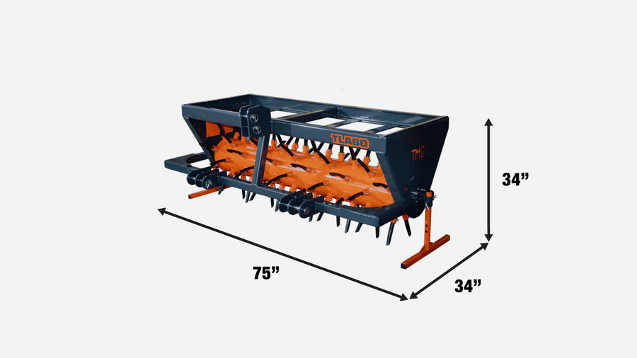 3 Point Hitch Drum Plug Aerator, 62" Working Width, Cat 1 & Cat 2 Tractors, 5" Plug Length, TMG-TLA60