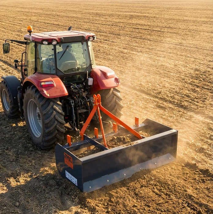 60" Heavy-Duty Box Scraper Blade with Ripper Shanks – Fits 18-35 HP Tractors TMG-TLS60