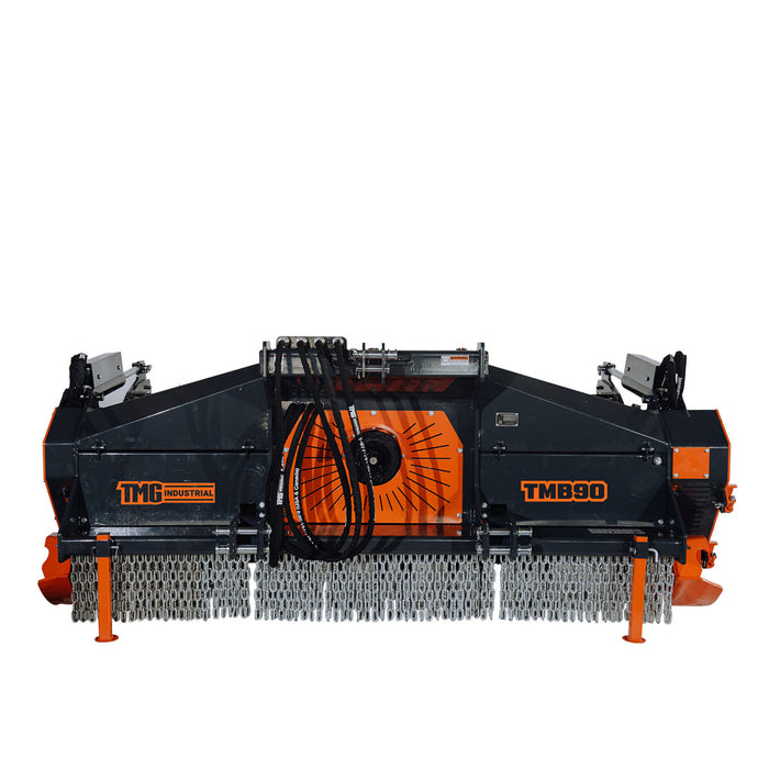 TMG Industrial 90” Forestry Brush Mulcher, Category 2 Hookup, Widia Cutting Teeth, 70-130 HP Tractors, 3-PTO Shaft Included, TMG-TMB90