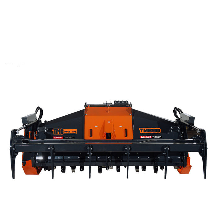 TMG Industrial 90” Forestry Brush Mulcher, Category 2 Hookup, Widia Cutting Teeth, 70-130 HP Tractors, 3-PTO Shaft Included, TMG-TMB90