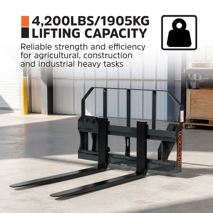 48" Pallet Fork for Tractor Loader, Global Euro / John Deere Euro Mount, Class II Forks, 4,200 lbs Capacity, TMG-TPF48GEJD