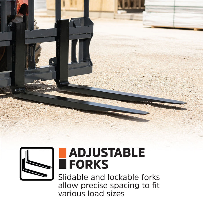 48" Pallet Fork for Tractor Loader, Global Euro / John Deere Euro Mount, Class II Forks, 4,200 lbs Capacity, TMG-TPF48GEJD