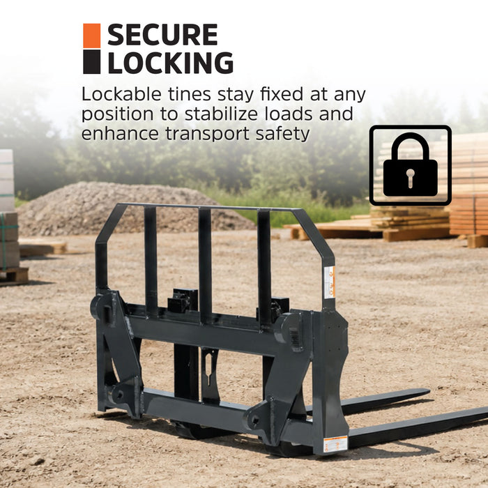 48" Pallet Fork for Tractor Loader, Global Euro / John Deere Euro Mount, Class II Forks, 4,200 lbs Capacity, TMG-TPF48GEJD