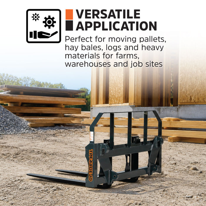 48" Pallet Fork for Tractor Loader, Global Euro / John Deere Euro Mount, Class II Forks, 4,200 lbs Capacity, TMG-TPF48GEJD
