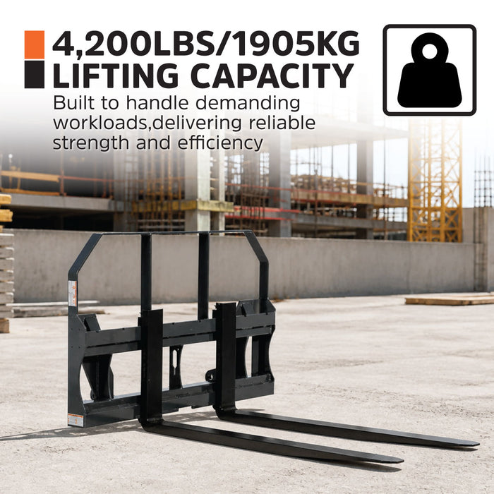 60" Pallet Fork for Tractor Loader, Global Euro / John Deere Euro Mount, Class II Forks, 4,200 lbs Capacity, TMG-TPF60GEJD