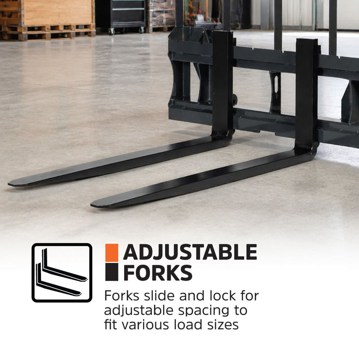 60" Pallet Fork for Tractor Loader, Global Euro / John Deere Euro Mount, Class II Forks, 4,200 lbs Capacity, TMG-TPF60GEJD
